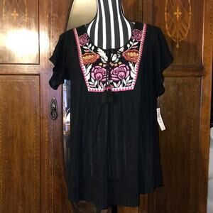 Style & co Travelers Boho Hippie CottageCore Goth Butterfly Summer Top
